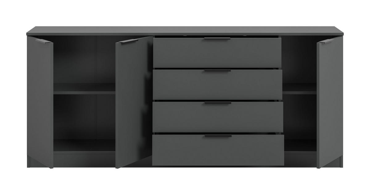 KOMMODE Alvas (B/H/T: ca. 185/80/35 cm) in anthrazit/anthrazit - Anthrazit, Holzwerkstoff (185/80/35cm)