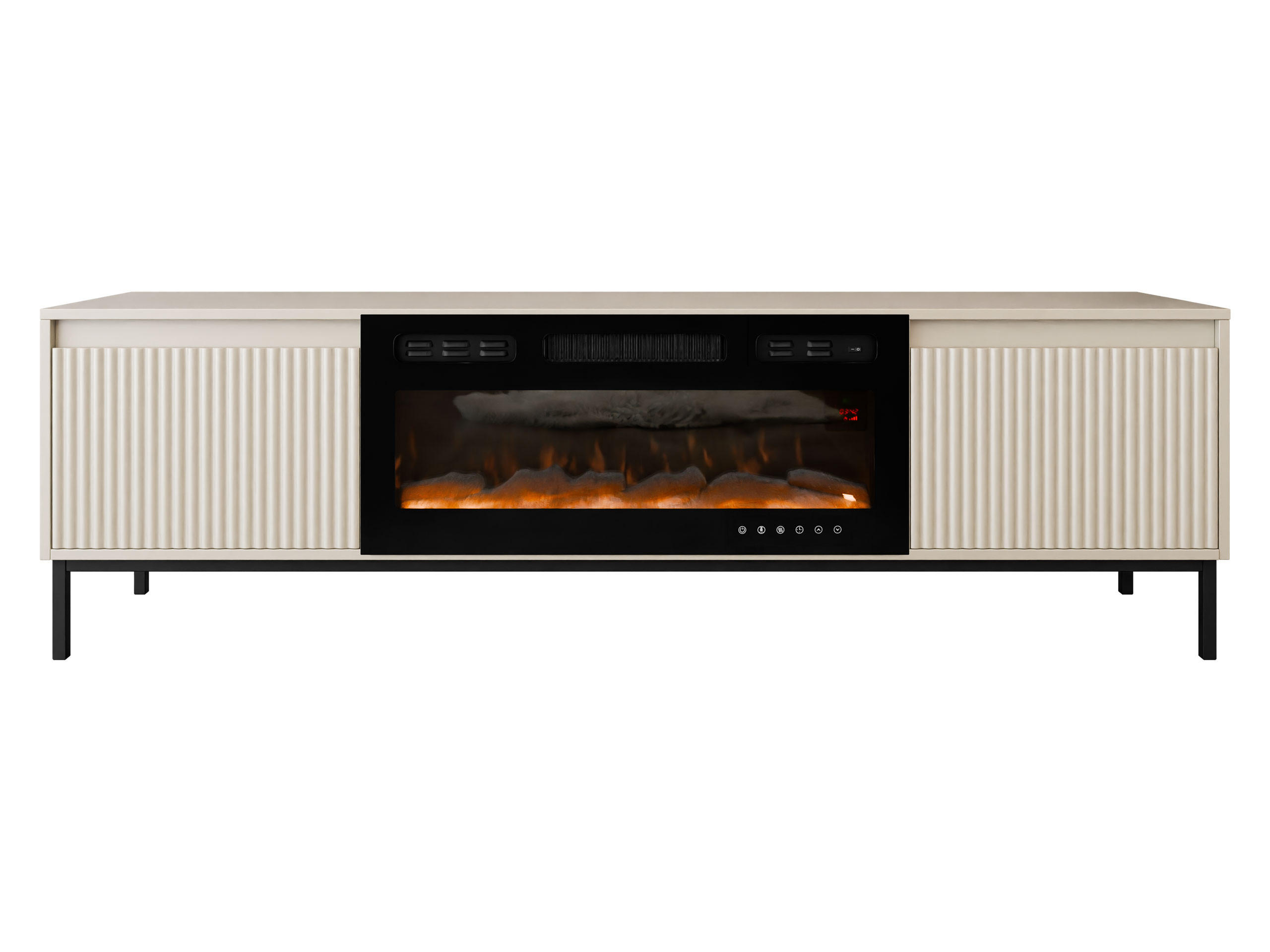 TV-LOWBOARD Ozmi 2K EF mit Kamin - Kaschmir/Schwarz, Holzwerkstoff/Metall (174/52/40cm) - MIRJAN24