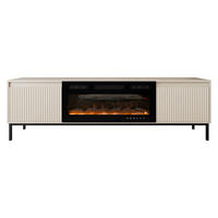 TV-LOWBOARD Ozmi 2K EF mit Kamin - Kaschmir/Schwarz, Holzwerkstoff/Metall (174/52/40cm) - MIRJAN24