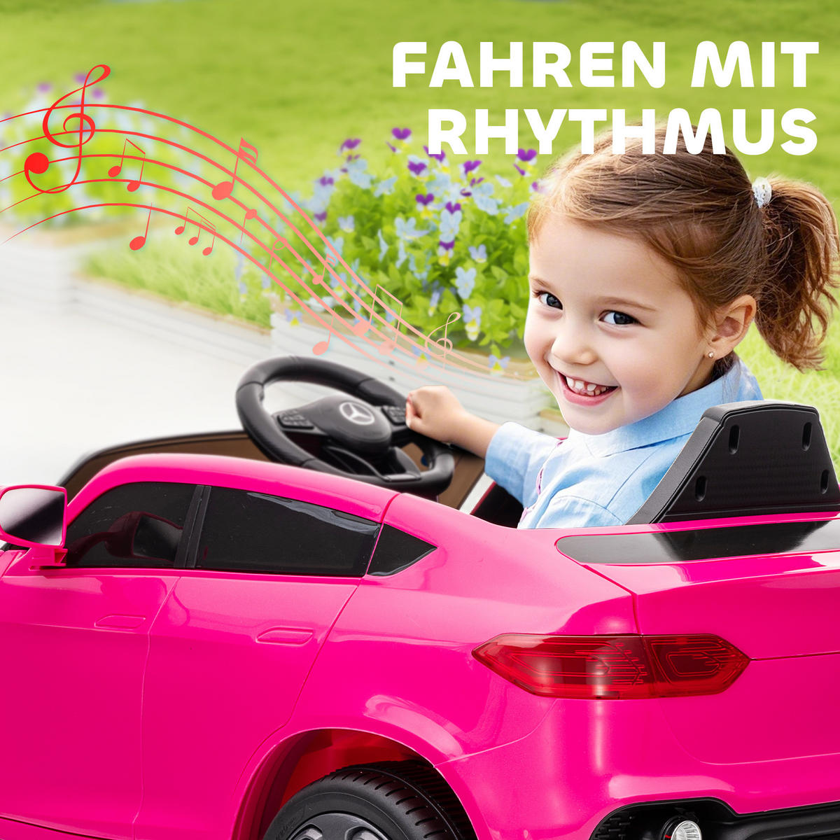 KINDER-ELEKTROAUTO 12V Kinderauto mit 2,4 GHz Fernbedienung, Hupe, Rosa - Rosa, Kunststoff (105/68/50cm) - AIYAPLAY