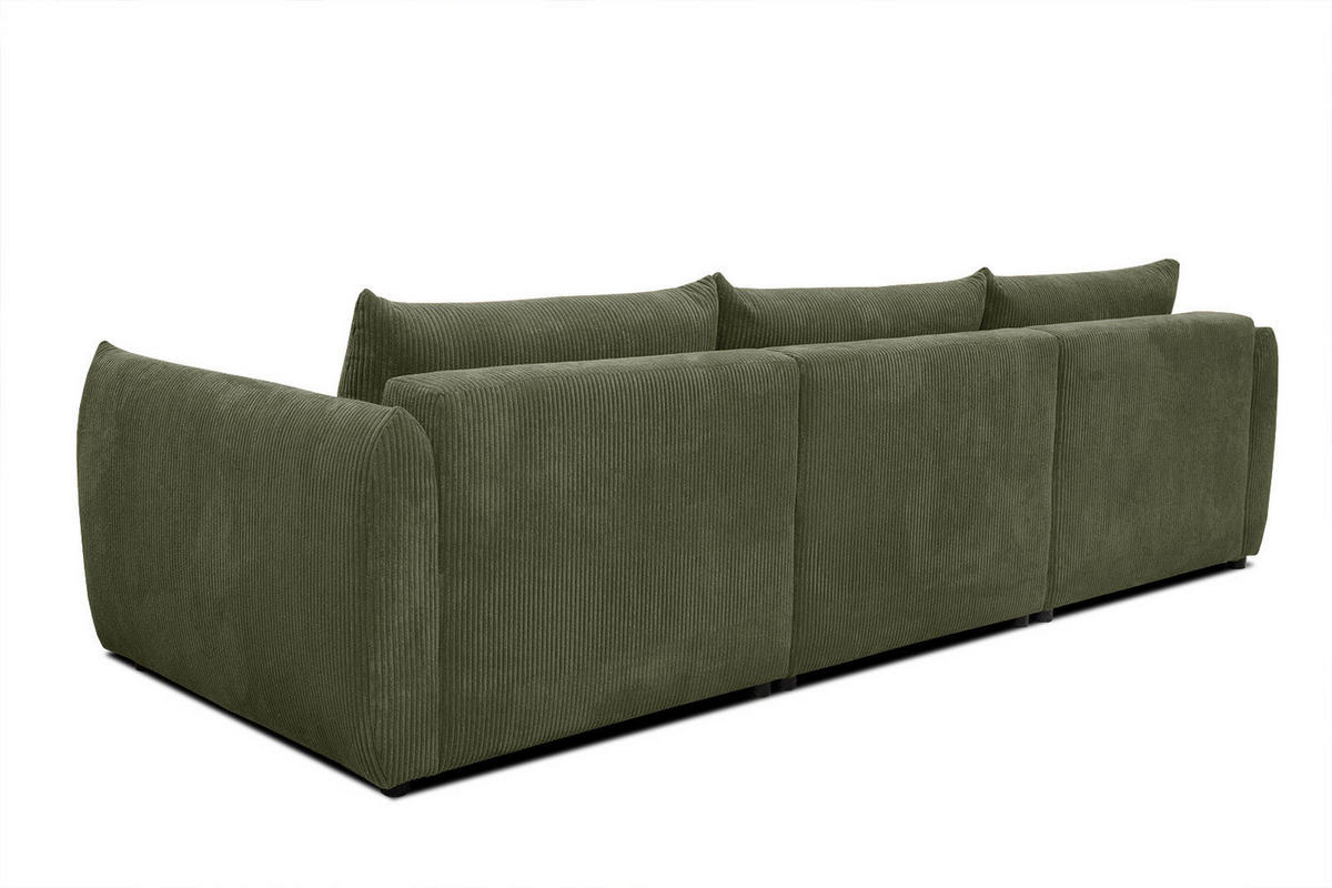 ECKSOFA TAUER 5-Sitzer, olivgrün - Schwarz/Olivgrün, Holzwerkstoff/Kunststoff (173/294cm) - Courtois Laville