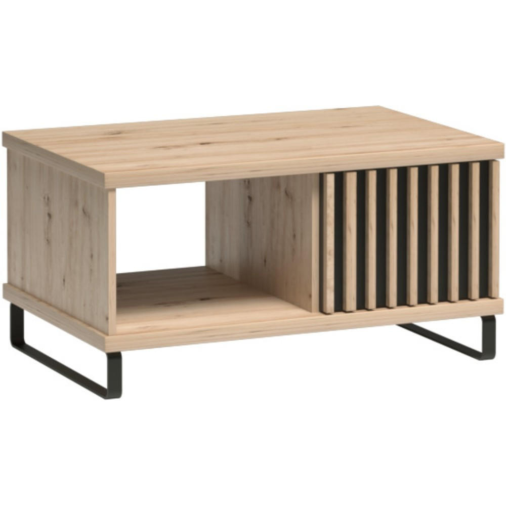 Beautysofa Couchtisch Eiche Artisan, Schwarz 90x37x58 cm