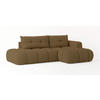 ECKSOFA FLUMA R-S Orange Boucle-Stoff mit Schlaffunktion - Orange, Holz (274/165cm) - MASSENO