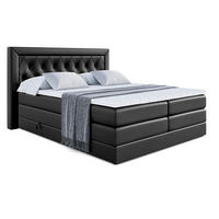 BOXSPRINGBETT NOEL KING - 200 x 200 - H3/H4 - Schwarz Hochglanz - Schwarz Hochglanz, Holzwerkstoff (200/200cm) - ALTDECOR
