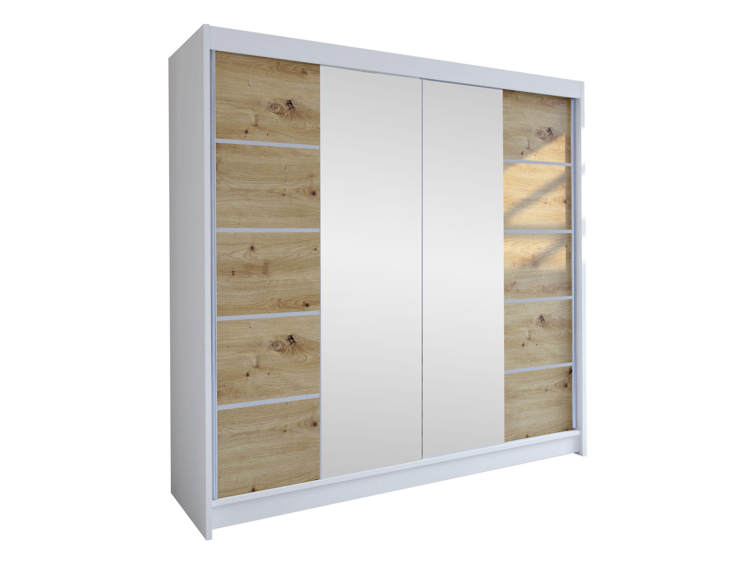 SCHWEBETÜRENSCHRANK Talin V - Silberfarben/Eiche Artisan, Holzwerkstoff/Metall (180/215/58cm) - MIRJAN24