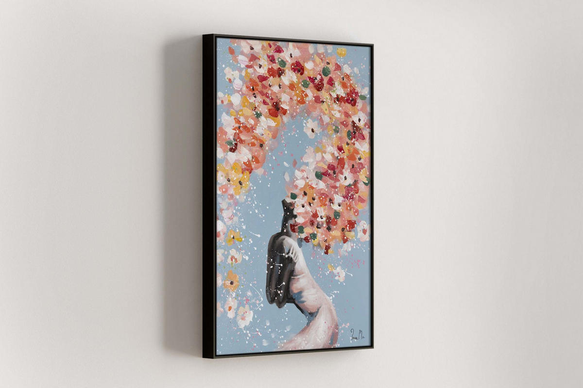 ACRYLBILD HANDGEMALT 60/90 cm - Blau/Pink, Holz/Textil (60/90cm) - KUNSTLOFT