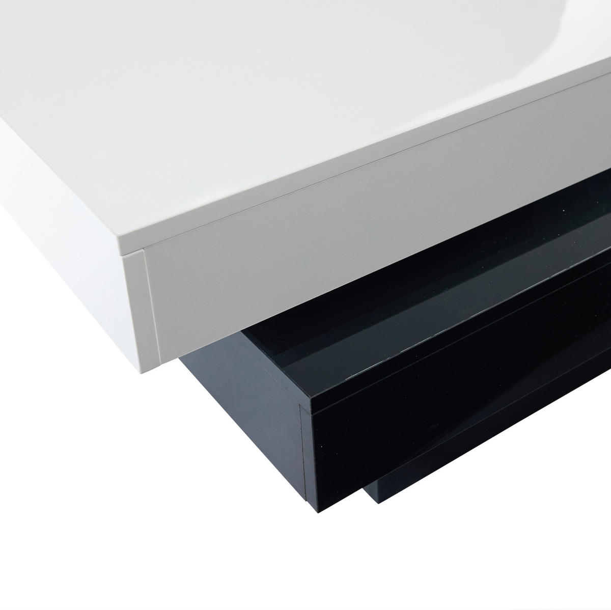 COUCHTISCH 103/60/35,5 cm drehbar mit 2 Ablagen und Hochglanzoberfläche aus Spanplatte, Weiß/Schwarz - Schwarz, Holzwerkstoff (60/103/35.5cm) - Redom