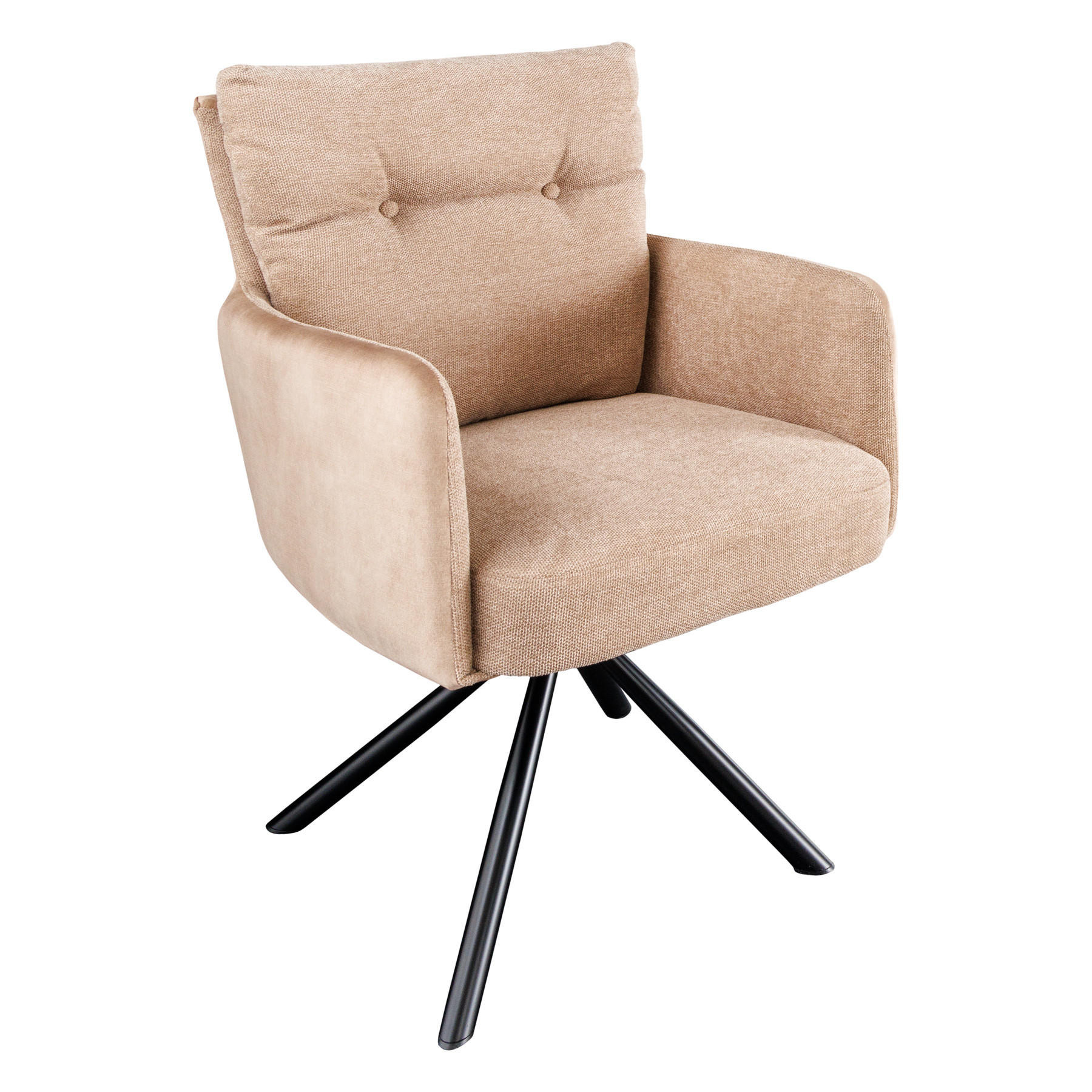 STUHL BIG GEORGE Samt Champagner, Beige - Champagner/Schwarz, Textil/Metall (58/90/68cm) - riess-ambiente