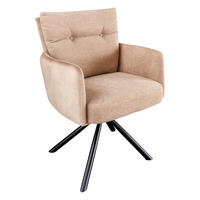 STUHL BIG GEORGE Samt Champagner, Beige - Champagner/Schwarz, Textil/Metall (58/90/68cm) - riess-ambiente