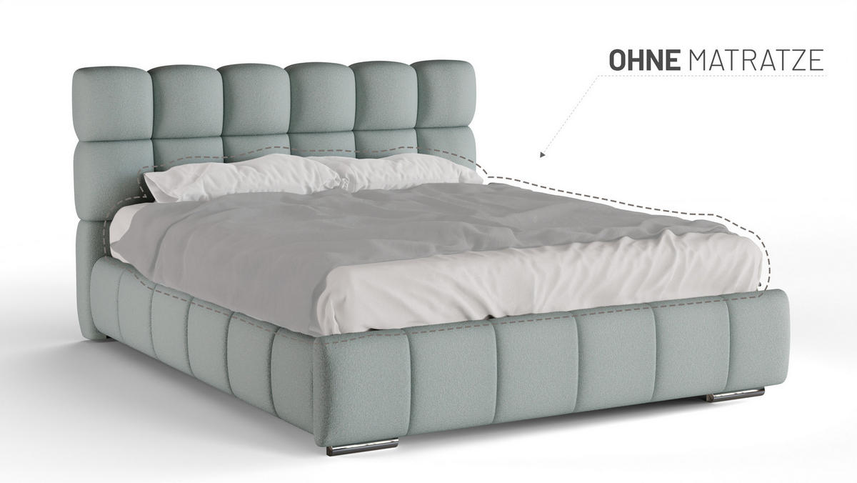 POLSTERBETT Bliss 160 x 200 cm mit Bettkasten und Lattenrost ohne matratze - hellgrau - Hellgrau, Holz (160/200cm) - Panda Möbel