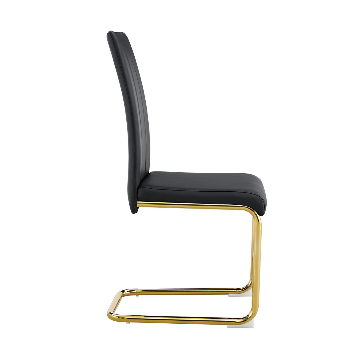 ESSZIMMERSTUHL Schwarz, Kunstleder, Metallgestell - Goldfarben/Schwarz, Kunststoff (41.4/99/42.4cm)