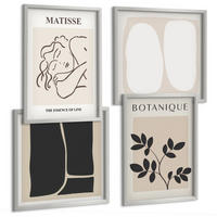 BILDER SET 4er Set - 50x50 cm & 40x60 cm Silberner Rahmen - Matisses stilvolle Pflanzenbilder - Silberfarben, Kunststoff (50/50cm) - TULUP