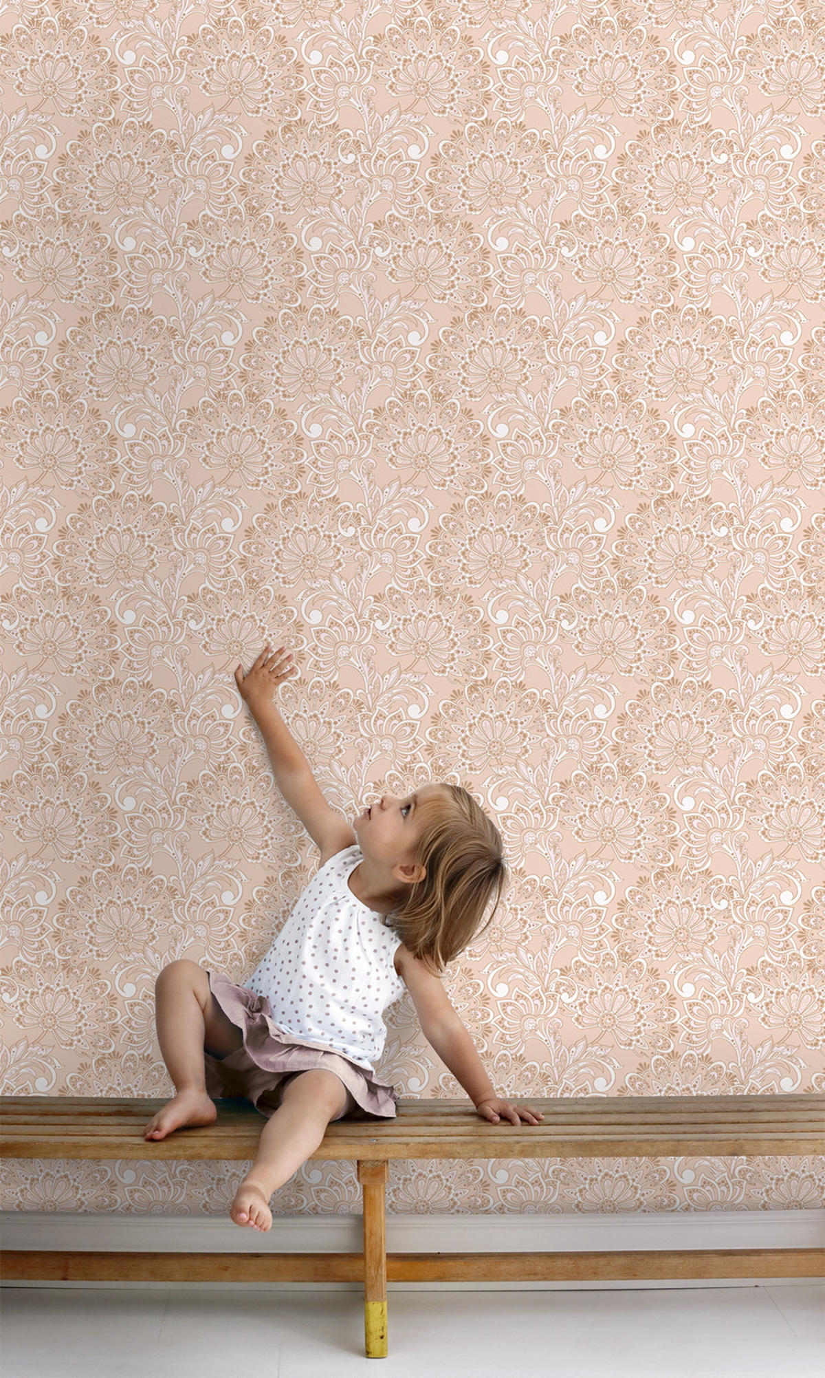 TAPETE Blumenmuster 50 x 900 cm - Beige, Papier (50/900cm) - ESTAhome