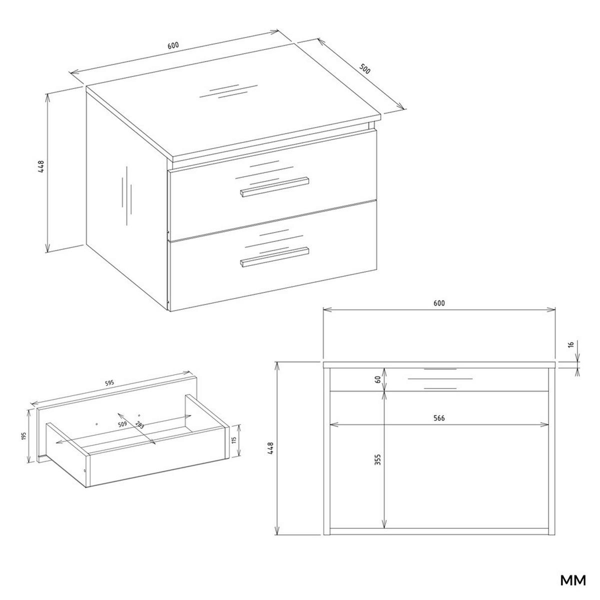 SKŘÍŇKA POD UMYVADLO Bílá 60/45/50 - bílá, kompozitní dřevo (60/45/50cm) - RAUMHIRSCH FURNITURE