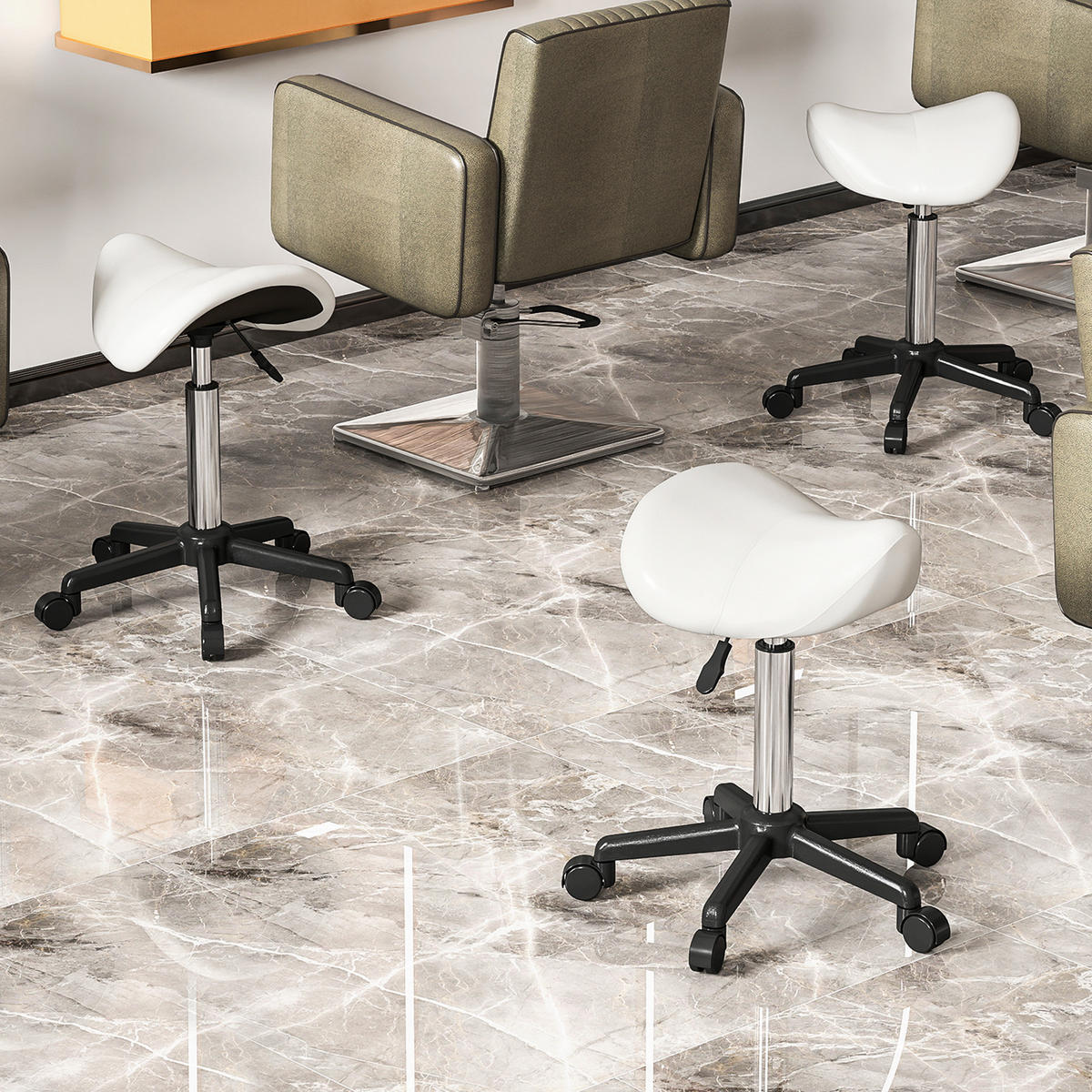 BÜROHOCKER DE-18024 höhenverstellbar 45-57 cm, ergonomisch Weiß - Weiß, Metall (47/57/48cm) - ComfortXL