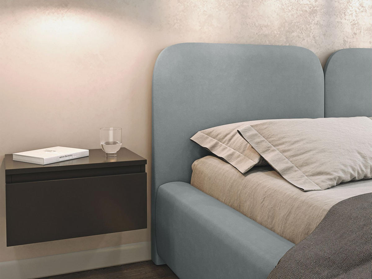 POLSTERBETT Comoves 140x200 Grau mit Veloursbezug und LED - Grau, Textil (140/200cm) - Selsey