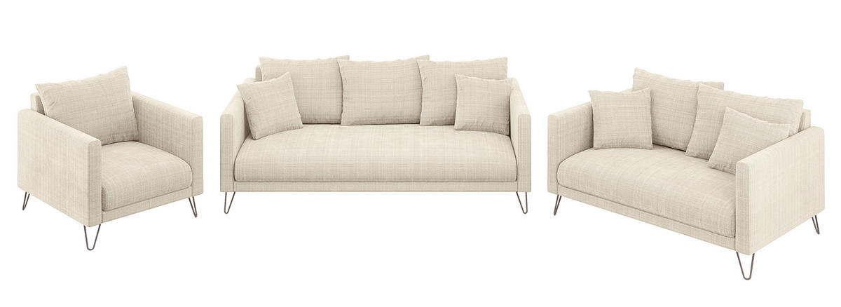 2-SITZER-SOFA Harmony Beige Chenille - Beige/Schwarz, Holz/Textil (140/85/100cm) - S-Style Möbel