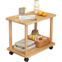 BEISTELLTISCH 2-Ebenen Holz mit Rollen - Braun, Holzwerkstoff (30/60/47cm)