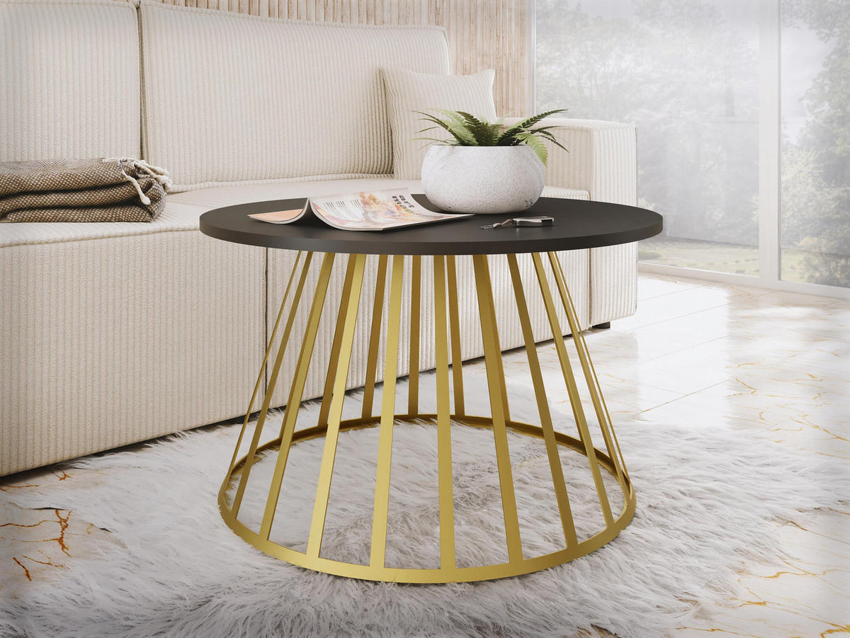 COUCHTISCH Mokod - Goldfarben/Schwarz, Holzwerkstoff/Metall (75/75/45cm) - MIRJAN24