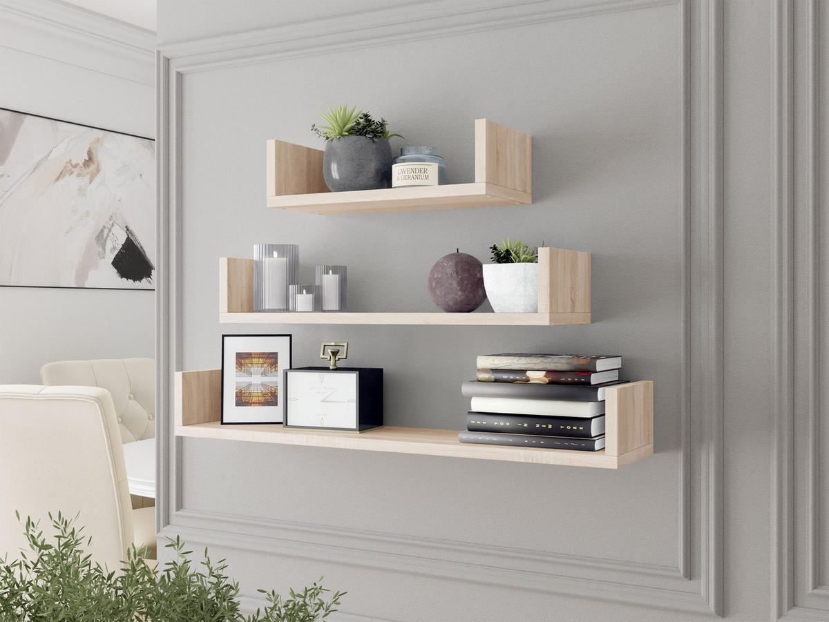 WANDREGAL Trio 004 - Sonoma Eiche, Holzwerkstoff (80/11/18cm) - MIRJAN24