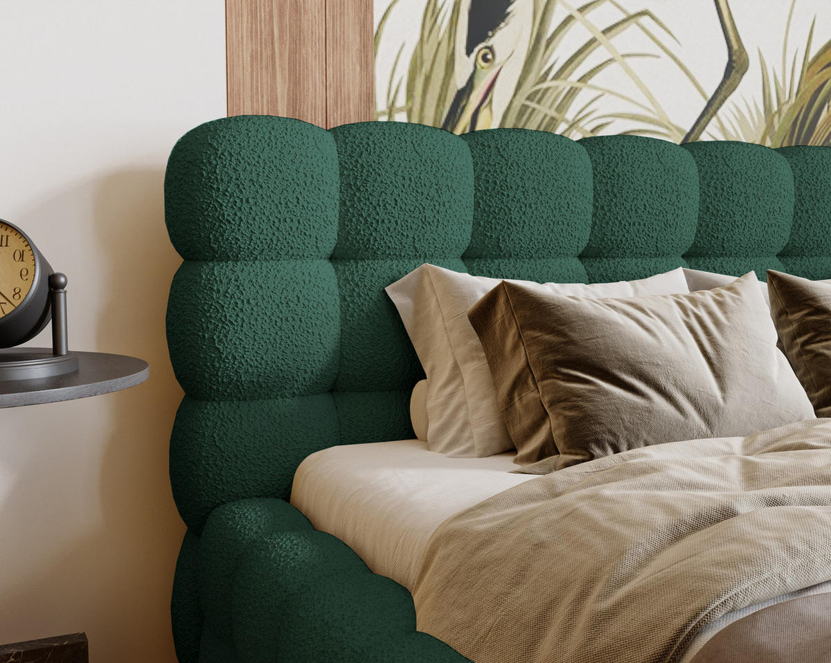 POLSTERBETT 200x200 cm Parlas Bis, Bettkasten, Lattenrost, Boucle, Grün - Grün, Holz/Textil (200/200cm) - Emporius