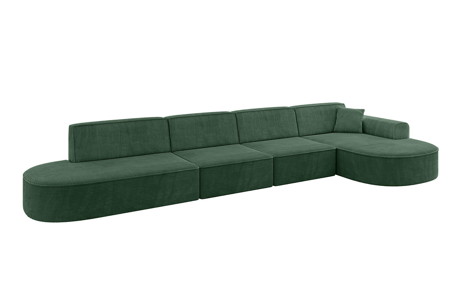 ALTDECOR ROHOVÁ SEDACÍ SOUPRAVA s otomanem vpravo MARI-L3 – 413 x 171 x 79 cm, zelený manšestr