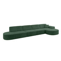 ECKSOFA Ottomane Rechts MARI-L3 - 402x163x73,5 cm Grün Cord - Schwarz/Grün, Holzwerkstoff/Kunststoff (402/163cm) - ALTDECOR