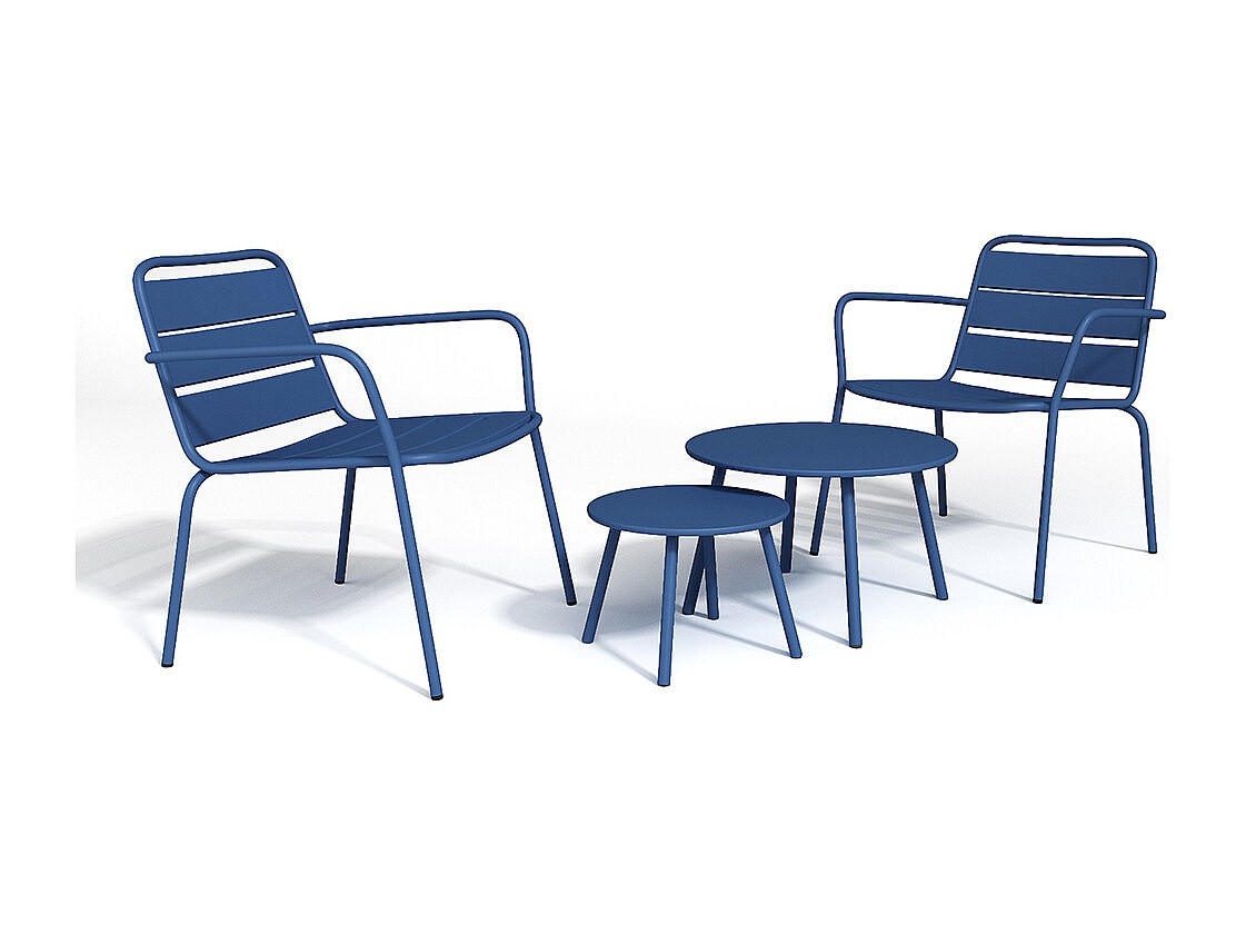 GARTENSITZGRUPPE im Set - 2 -Sitzer - Stahl - marineblau - MIRMANDE - Dunkelblau, Metall - Vente-Unique