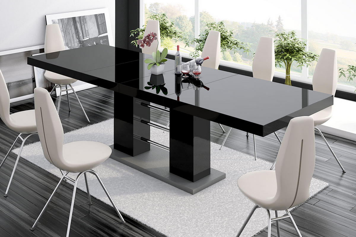 ESSTISCH rechteckig Schwarz Hochglanz 160/89/75 cm - Schwarz Hochglanz, Holzwerkstoff (89/160/75cm) - designimpex