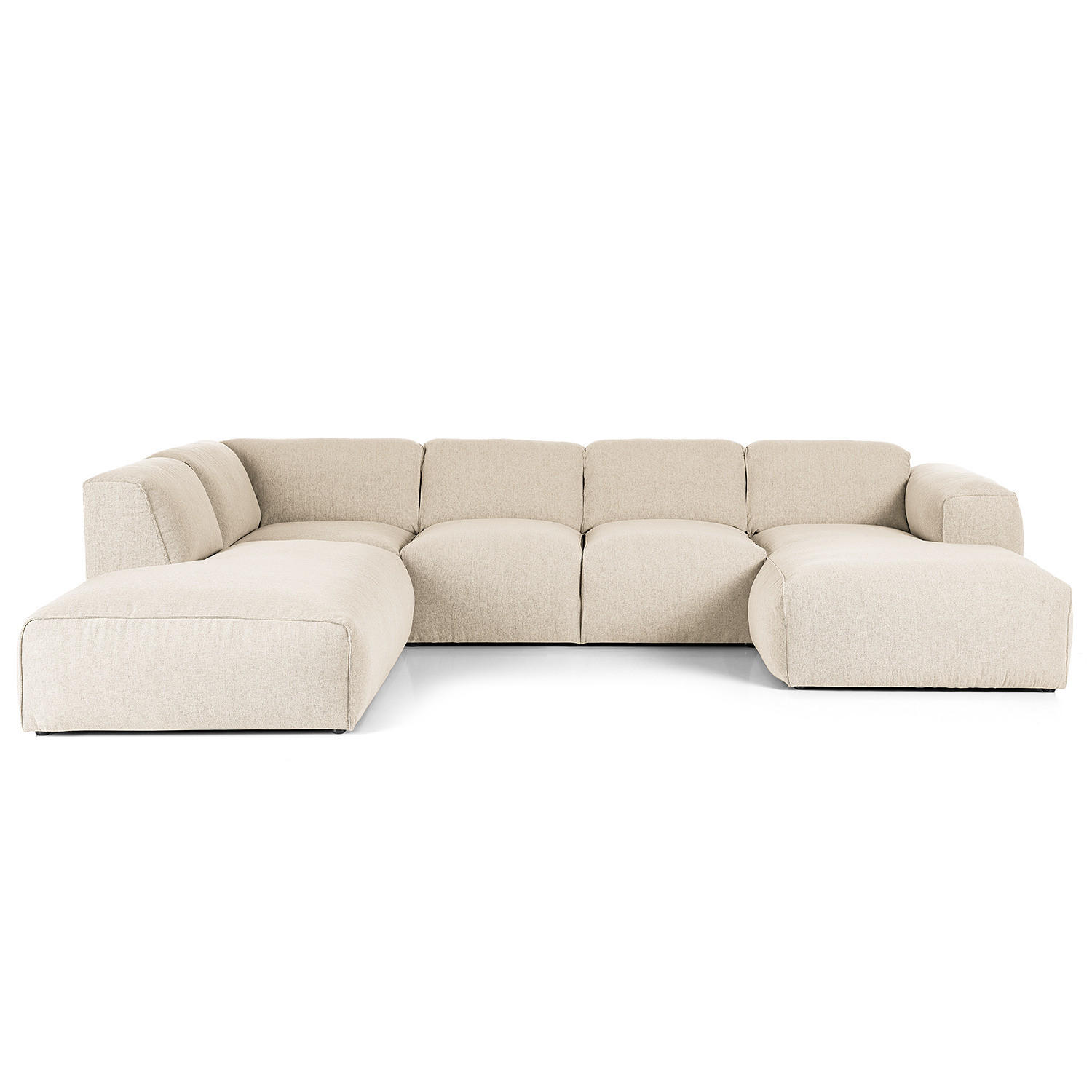 WOHNLANDSCHAFT mit Longchair - Beige/Schwarz, Kunststoff/Textil (325/71/235cm) - home24