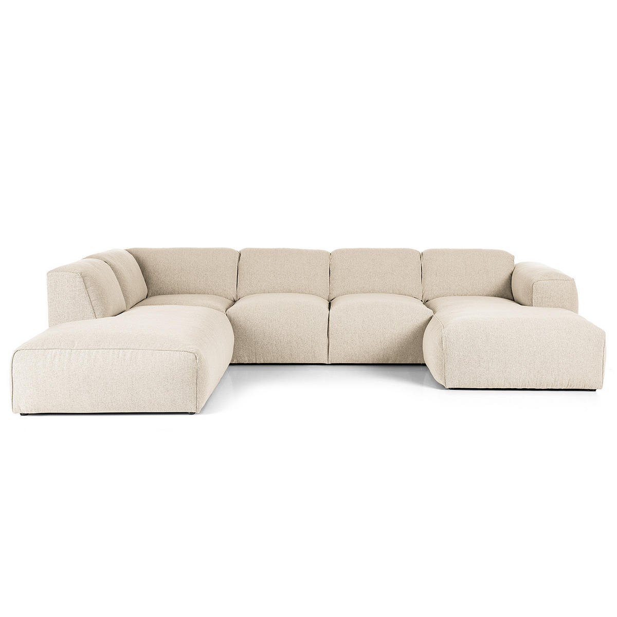 WOHNLANDSCHAFT mit Longchair - Beige/Schwarz, Kunststoff/Textil (325/71/235cm) - home24