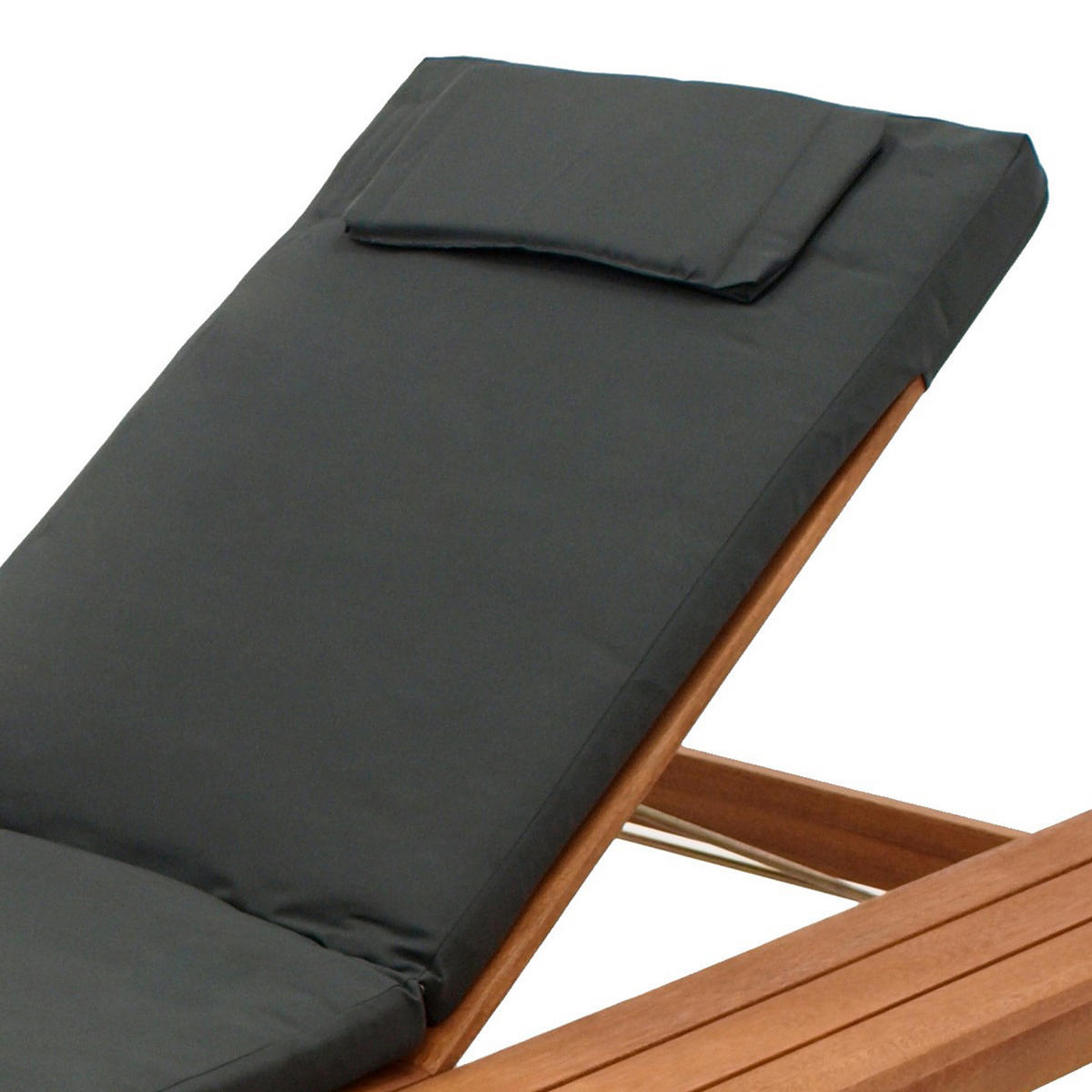 GARTENLIEGE Welton, Eukalyptus geölt mit Auflage dunkelgrau 105x201x95 cm - Braun, Holz (105/95/201cm) - TPFGarden