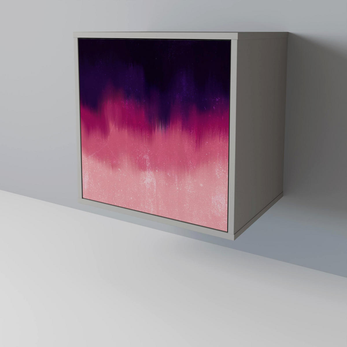 SIDEBOARD AURORA BOREALIS, Grau, 57,5x42x72,5 cm, Schwarze Metallfüße - Multicolor/Schwarz, Holzwerkstoff/Metall (57.5/72.5/42cm) - SpaceRebels