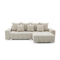 ECKSOFA PIANO L Rechts mit Schlaffunktion 137x234 Cord Beige - Beige/Silberfarben, Holz/Textil (178/278cm) - Muffo