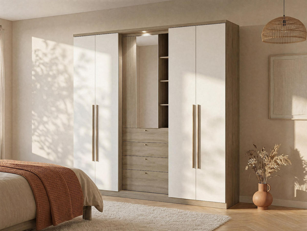 KLEIDERSCHRANK - 240 cm x 53.8 cm - Holz, Platte - Naturfarben Hell ISAK - Naturfarben, Holz (240/231/53.8cm) - Vente-Unique