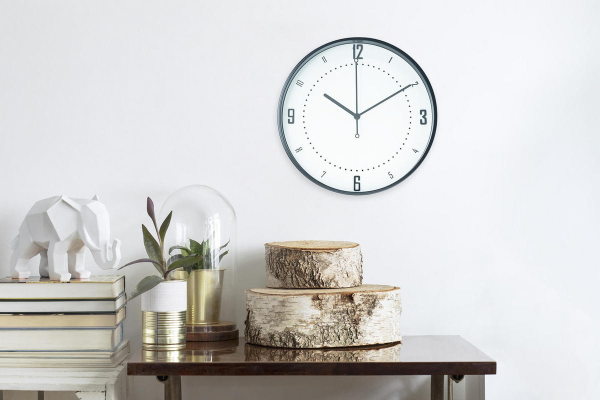 WANDUHR Design Weiß 30/30 cm - Schwarz/Weiß, Glas/Holzwerkstoff (1.06/30/5cm) - ONZENO