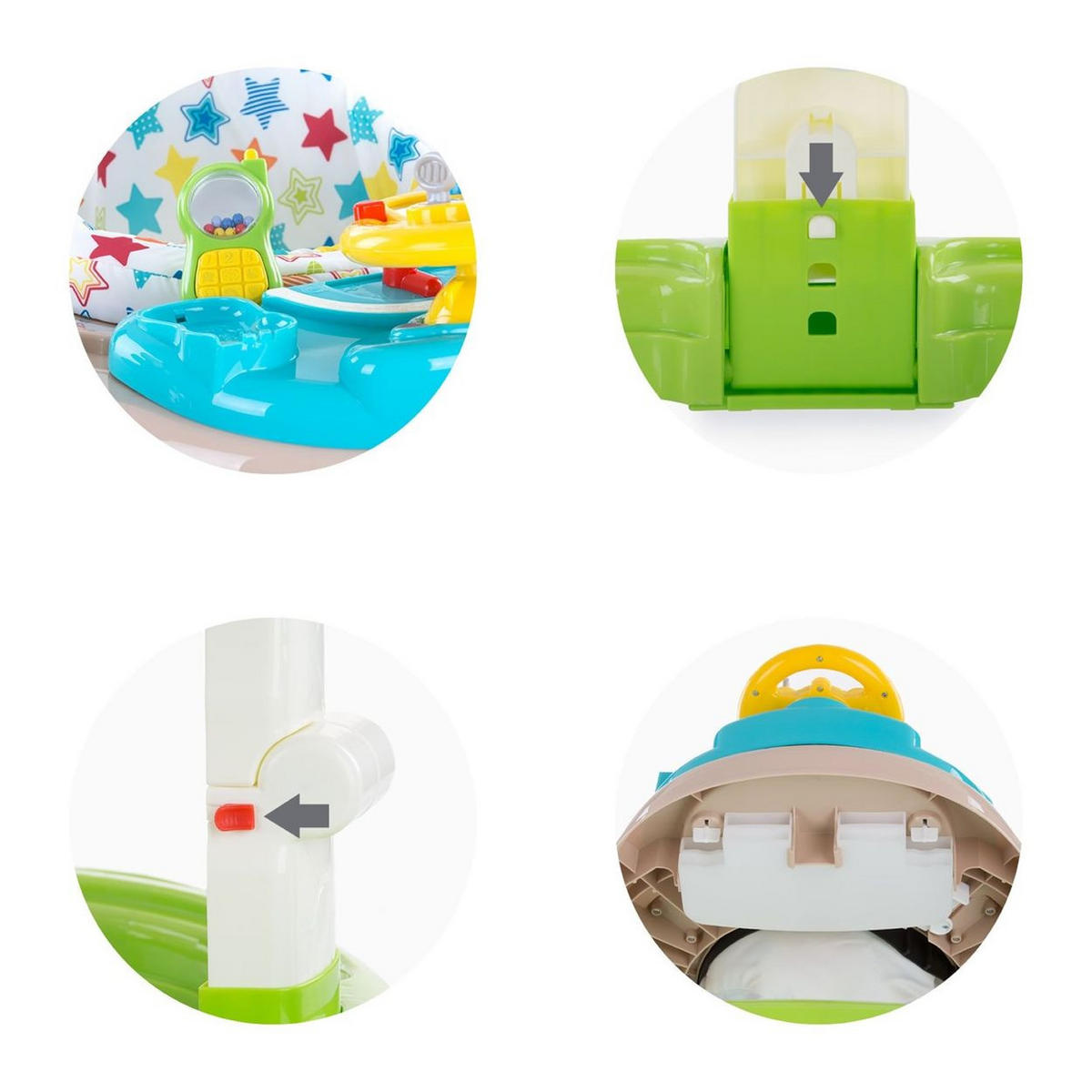 LAUFHILFE 4 in 1 Joya Lux grün Hopser, Wippe, Activitycenter, Stopper - Grün, Kunststoff (71/62/75cm) - Chipolino