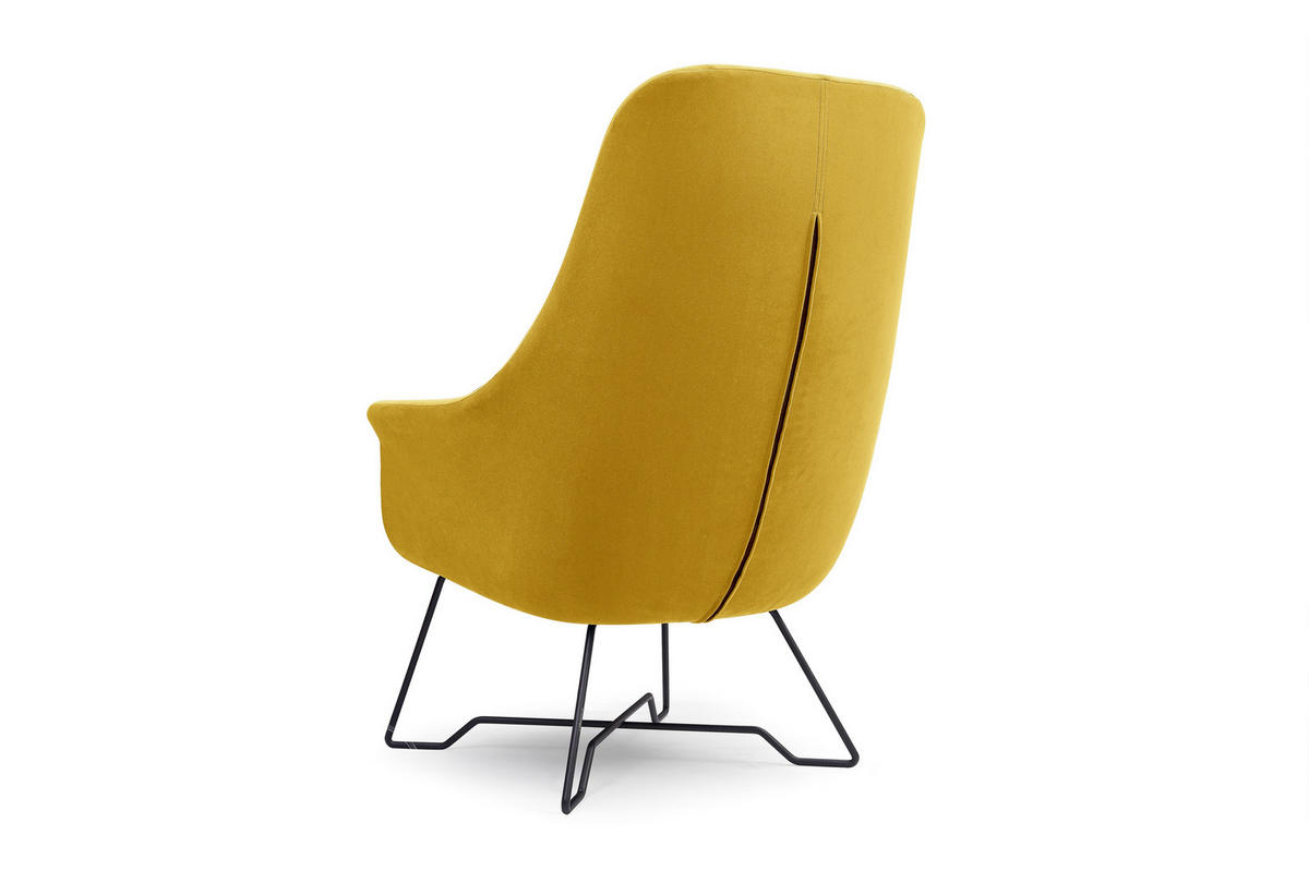 SESSEL SEDUTA, Modern Polstersessel Loungesessel, Velours-Stoff Gelb - Gelb, Holz/Metall (72.5/101.5/83cm) - MASSENO
