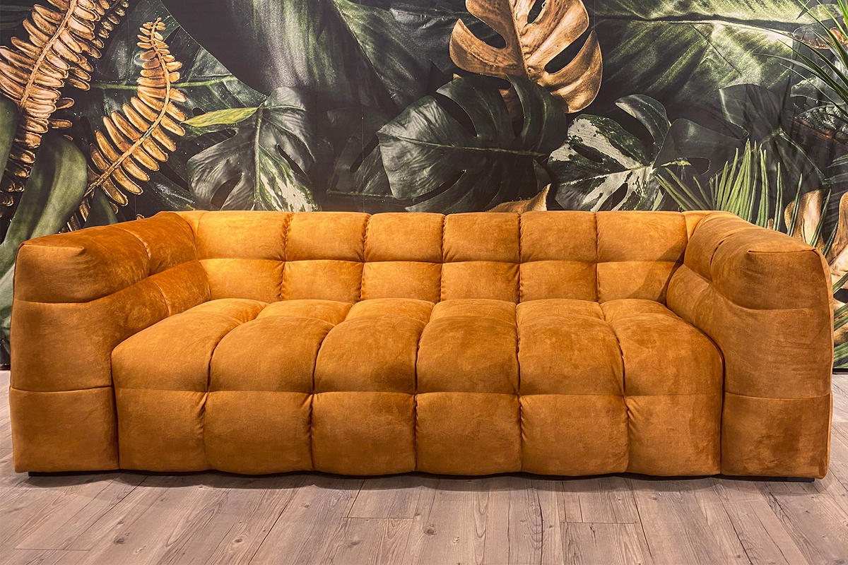 SOFA RIO Gold Velvet - Goldfarben/Schwarz, Textil (236/68/105cm) - KAWOLA