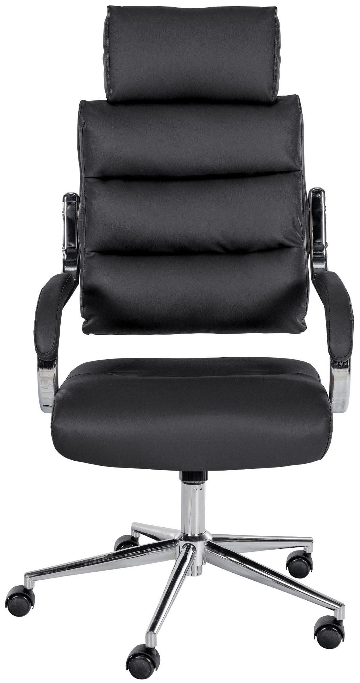 DREHSTUHL Lederlook Schwarz - Chromfarben/Schwarz, Textil/Metall (61/119/78cm) - CLP
