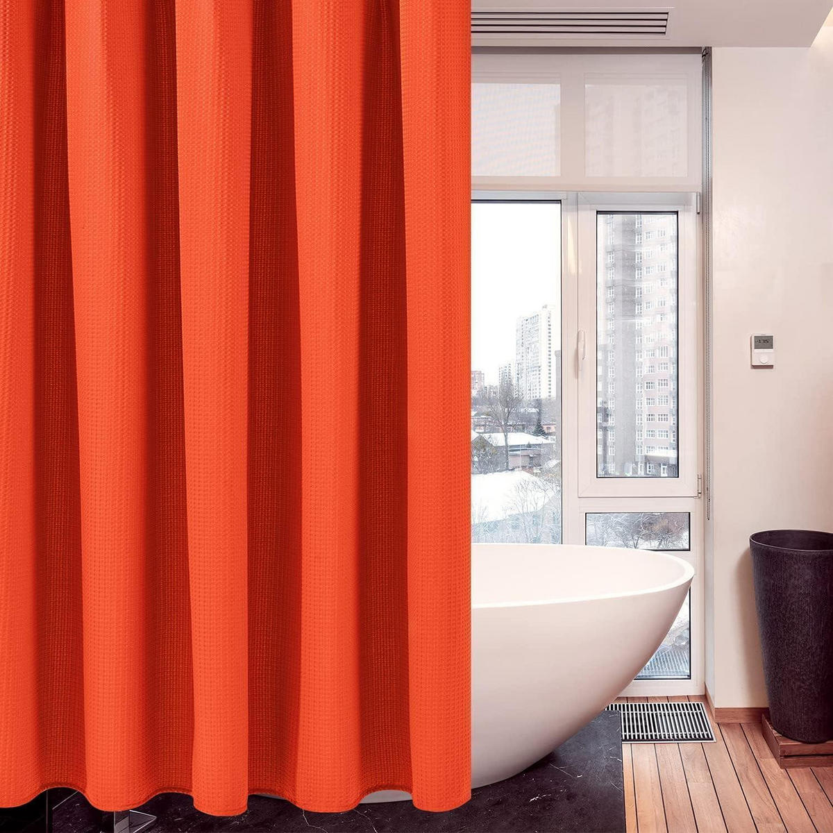 DUSCHVORHANG Waffelstoff Orange 152 x 214 cm - Orange, Textil (152/214cm)