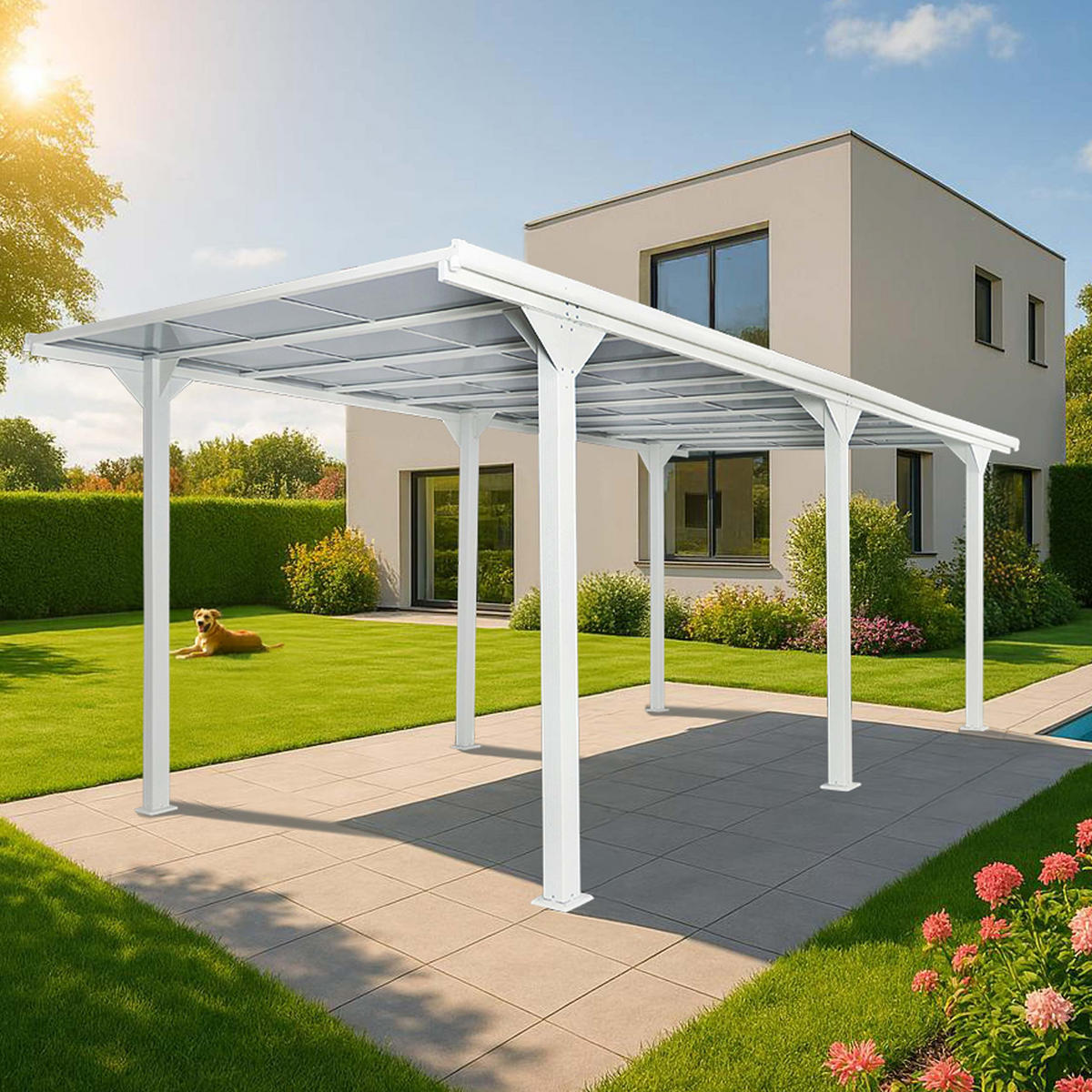 ALU-CARPORT Weiß - Weiß, Metall (604/249/316cm) - MCW