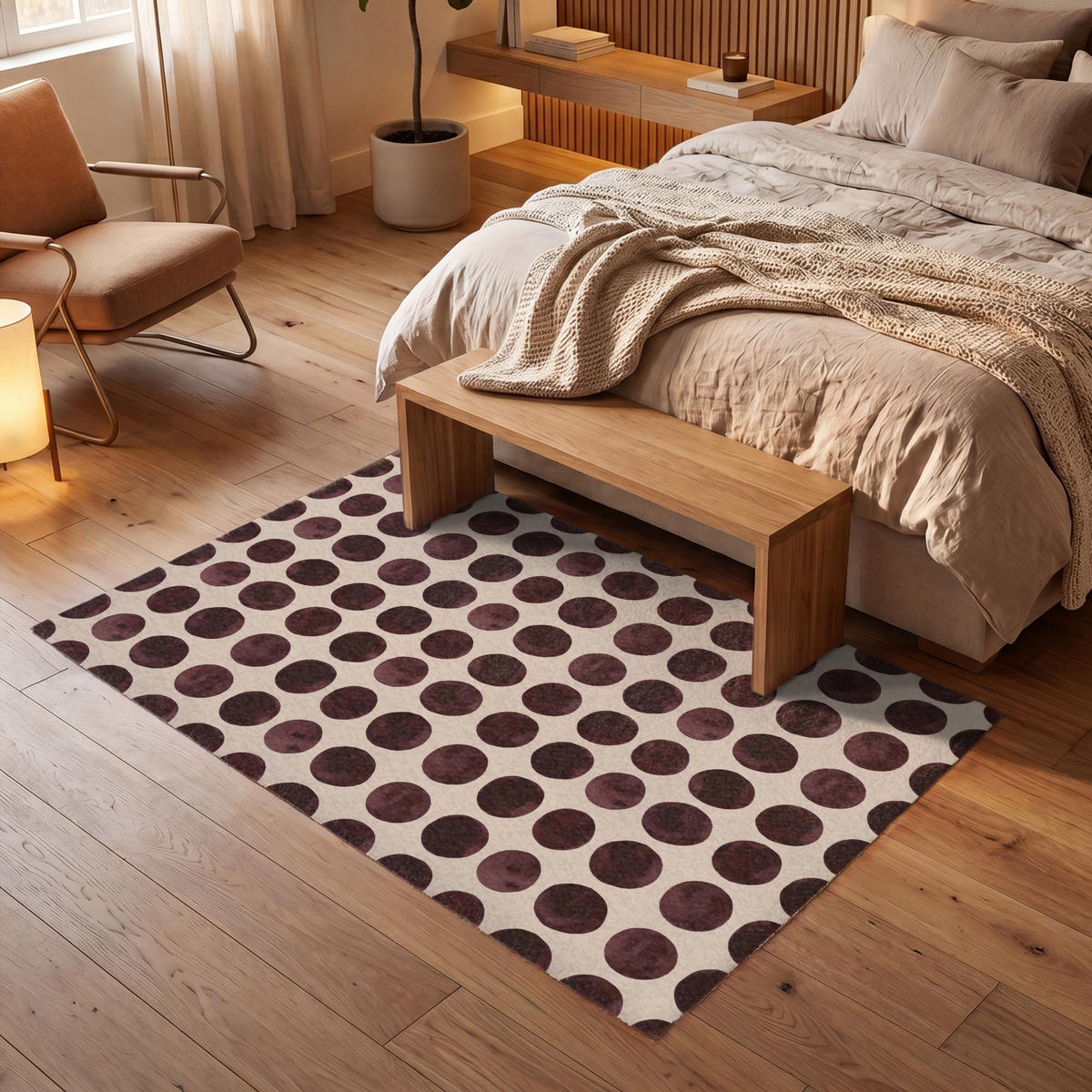 KOBERCE - Bodky - Vzor - Hnedý - 180x120 cm - tmavohnedá, textil/plast (180/0.4cm) - OnlyWow
