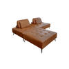 SOFA MIT HOCKER WIOLO 2ER SET Braun Leder - Dunkelbraun/Silberfarben, Leder/Metall (240/83/110cm) - KAWOLA