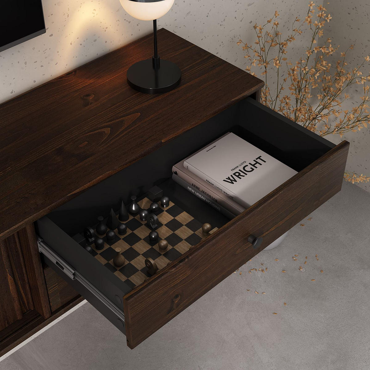 LOWBOARD SIMONA nussbaum - Nussbaumfarben, Holz (175/31/34cm) - IDIMEX