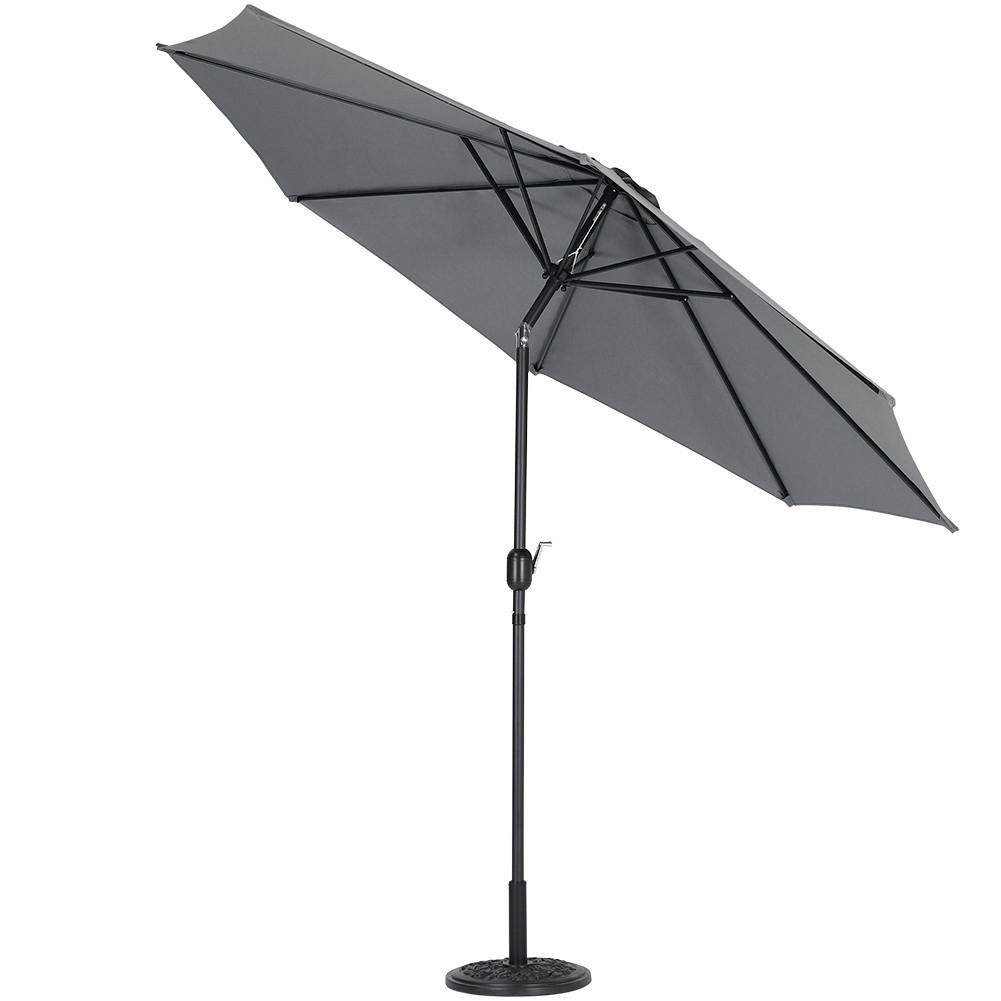 SONNENSCHIRM aus Polyester Metall in Grau mit Cement-Sockel drehbar 360° neigbar 60° 3 x 2.4m Ø45 × 25 cm - Grau, Metall (300/240cm) - Livingandhome