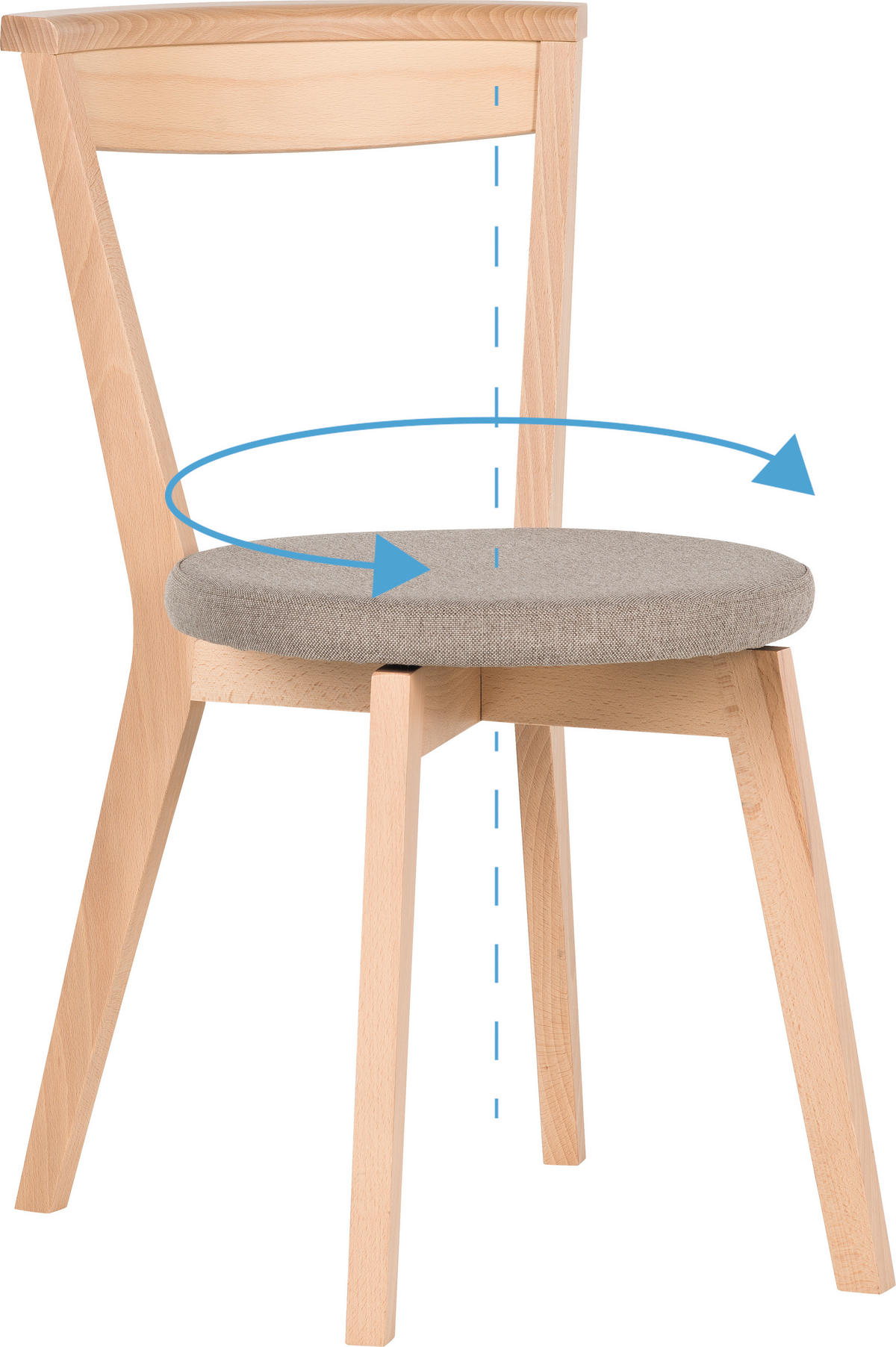 STUHL drehbare Sitzfläche - Beige, Holz (45/82/56cm) - Vox Möbel