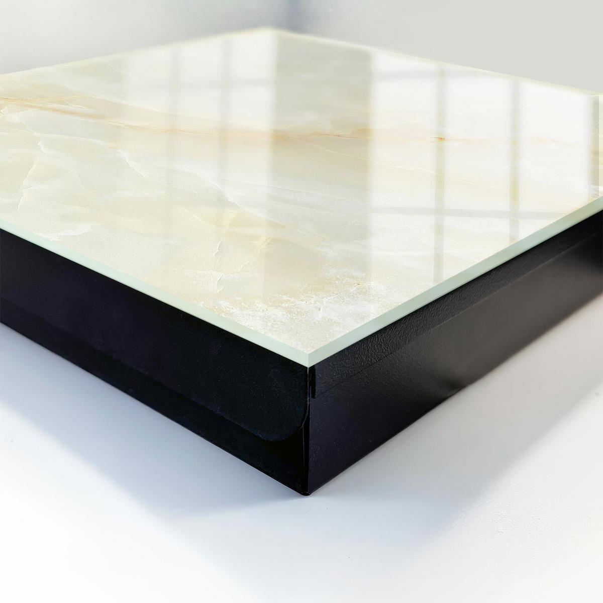 SCHLÜSSELBOX Schwarz 30x30 cm- Türöffnung nach rechts - Die Eleganz des Marmors - Creme, Metall (30/30/5cm) - TULUP