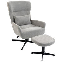 RELAXSESSEL-MIT-HOCKER 2er Set Polyester Grau - Schwarz/Grau, Textil/Metall (88/104/71cm) - HOMCOM