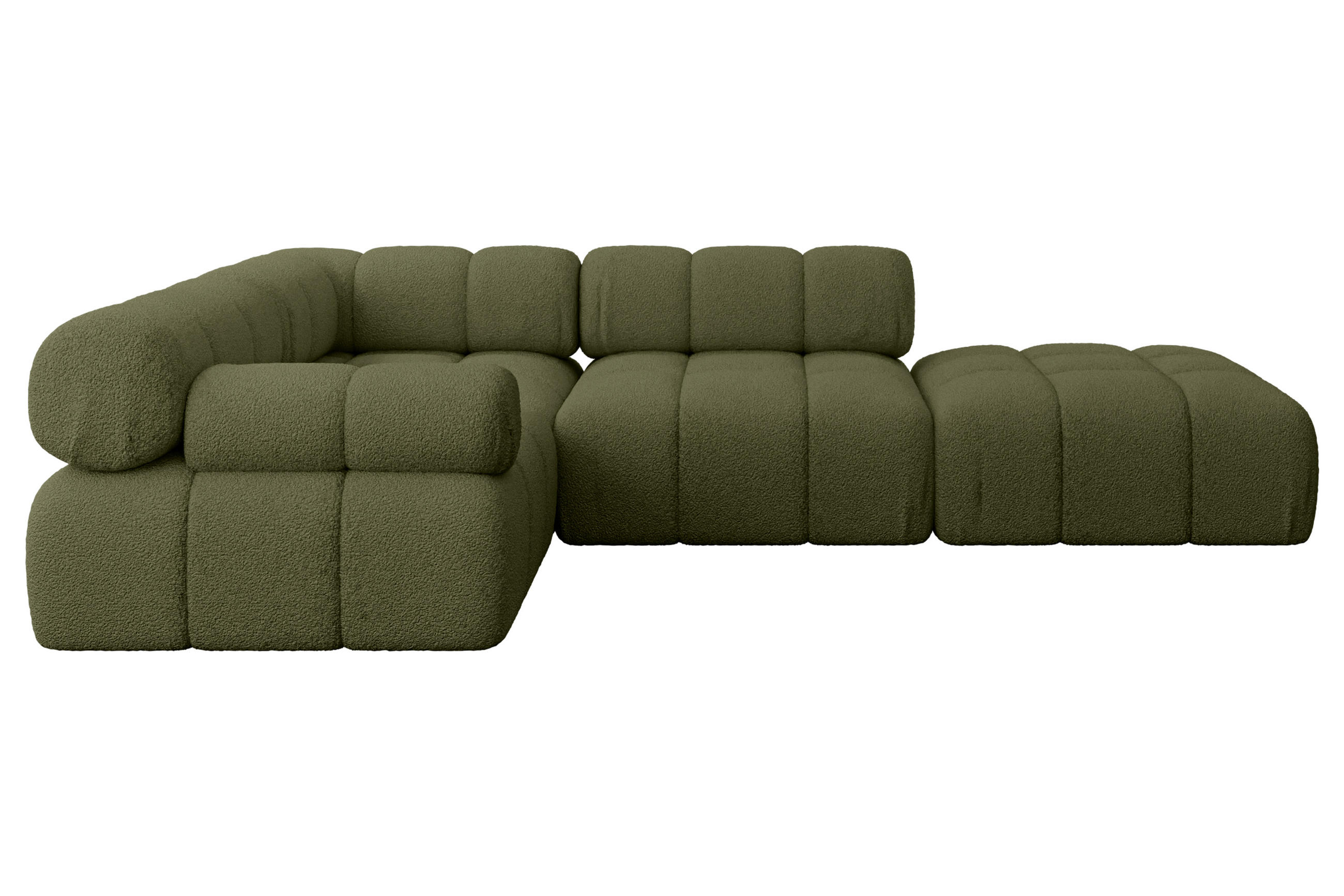 ECKSOFA modulares Sofa Felto-L1 - 285x190x70 cm Grün Bouclé - Grün, Holzwerkstoff/Textil (285/190cm) - ALTDECOR